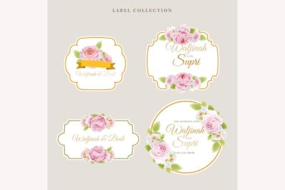 Watercolor Floral and Leaves Label Design – Free Download