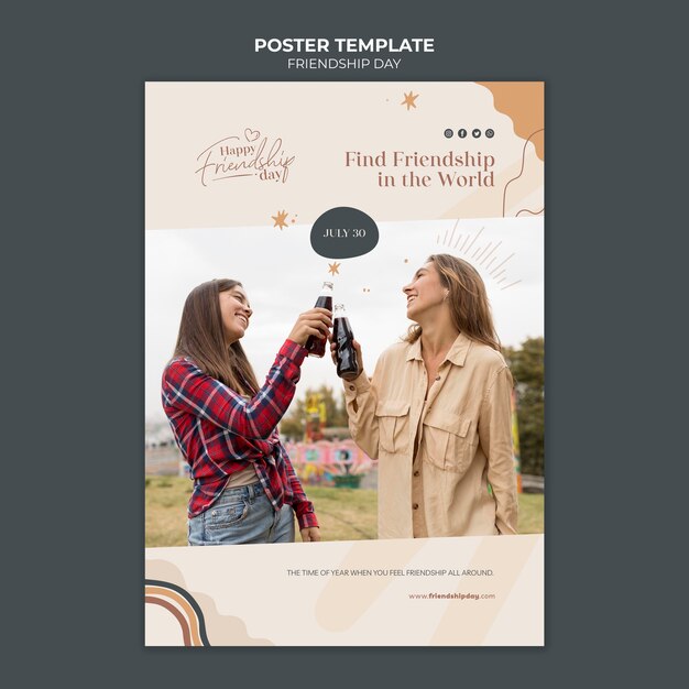 Vertical Poster Template for Friendship Day in Abstract Design – Free Download