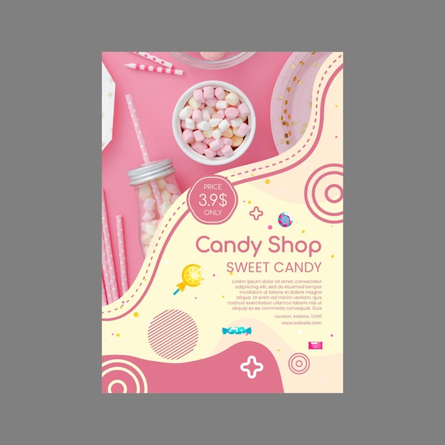 Delicious Candy Shop Poster Template – Free to Download