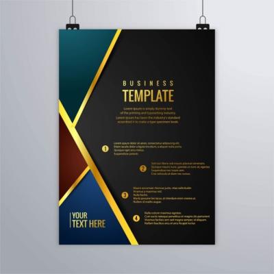 Dark Brochure with Gold Lines – Free Download