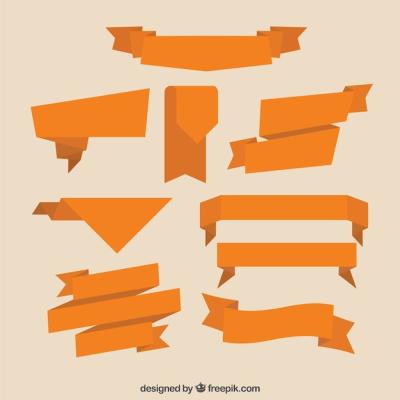 Flat Orange Ribbon Vector Template – Free Download