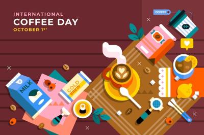 Flat Background Design for International Coffee Day Celebration â Free Stock Photo Download