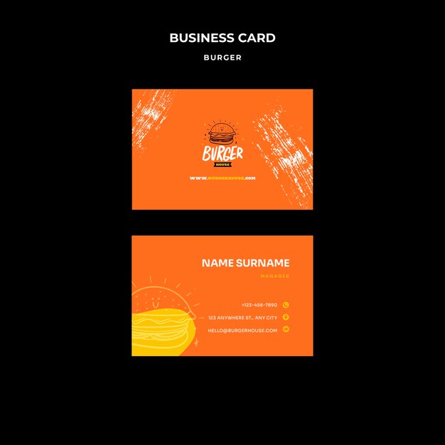 Burger Business Card Template Design – Free Download