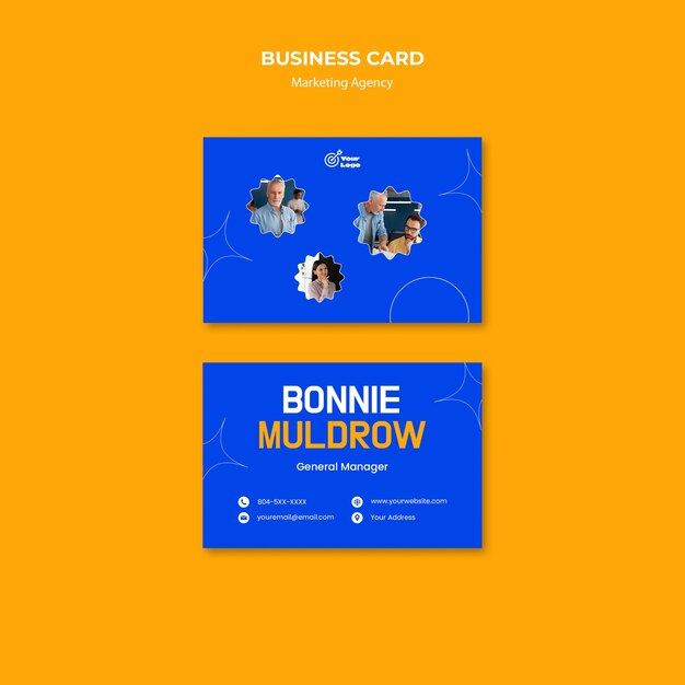 Flat Design Marketing Agency Business Card Template – Free to Download