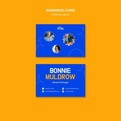 Flat Design Marketing Agency Business Card Template – Free to Download