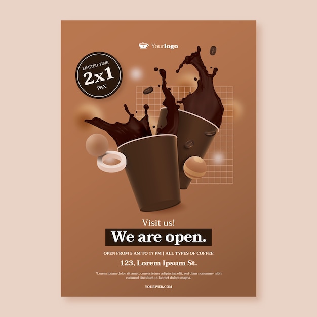 Realistic Coffee Template in Flat Design – Free Download