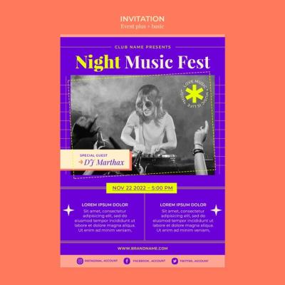 Flat Design Music Festival Template – Free Download