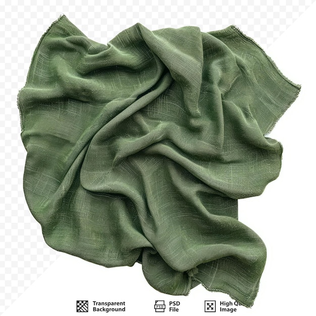 Green Kitchen Towel Isolated – Crumpled Dish Cloth Textile Napkin for Free Download