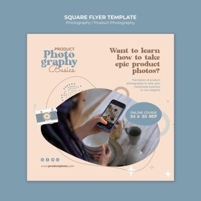 Flat Design Photography Square Flyer Template – Free Download