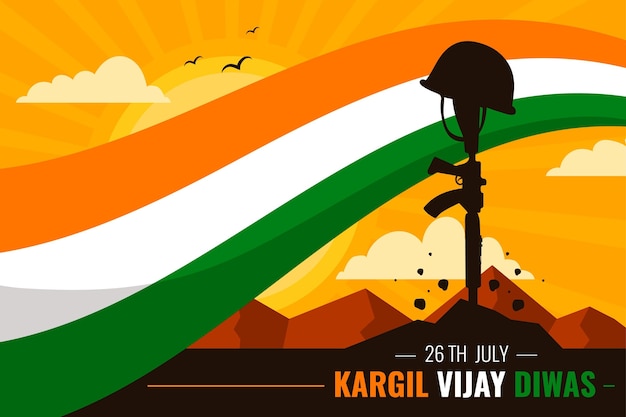 Flat Kargil Vijay Diwas Illustration – Free Download