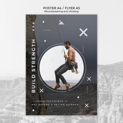 Mountaineering and Climbing Flyer or Poster Design Template – Free Download