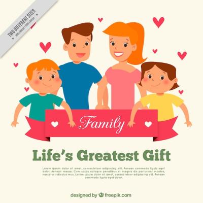 Adorable Family Background with Decorative Hearts – Free Download