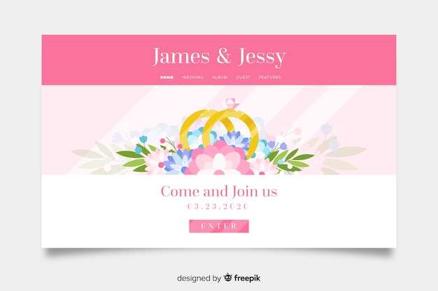 Flat Wedding Landing Page Template – Free to Download