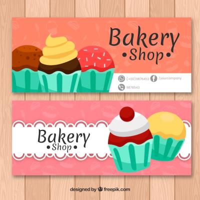 Cupcake Bakery Banners in Flat Style – Free to Download