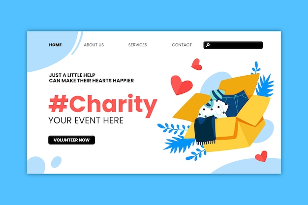 Hand Drawn Charity Event Landing Page Template – Free Download