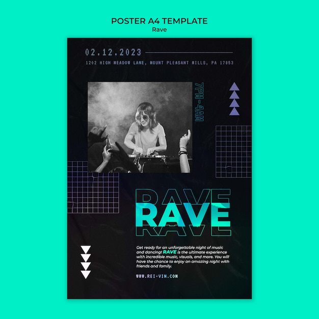 Vertical Poster Template for Rave Party – Free Download