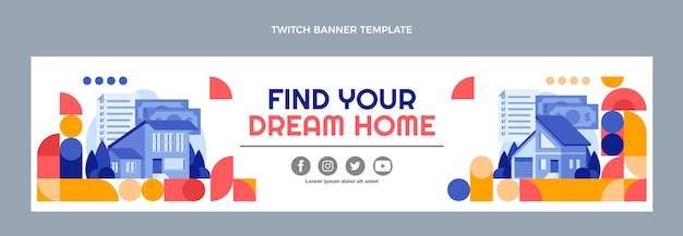 Flat Design Real Estate Twitch Banner – Download Free Stock Photo