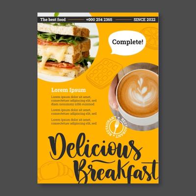 Hand Drawn Breakfast and Brunch Poster Design – Free Download