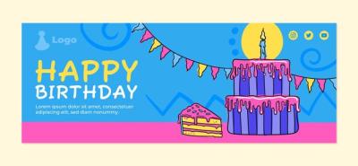 Hand Drawn Birthday Celebration Facebook Cover – Free Download