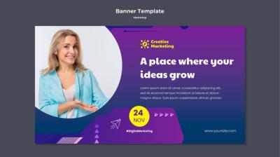 Gradient Marketing Banner Template Design – Free Download