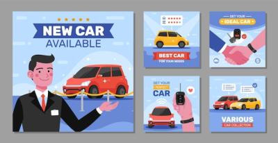 Car Dealer Instagram Posts in Flat Design â Free Download