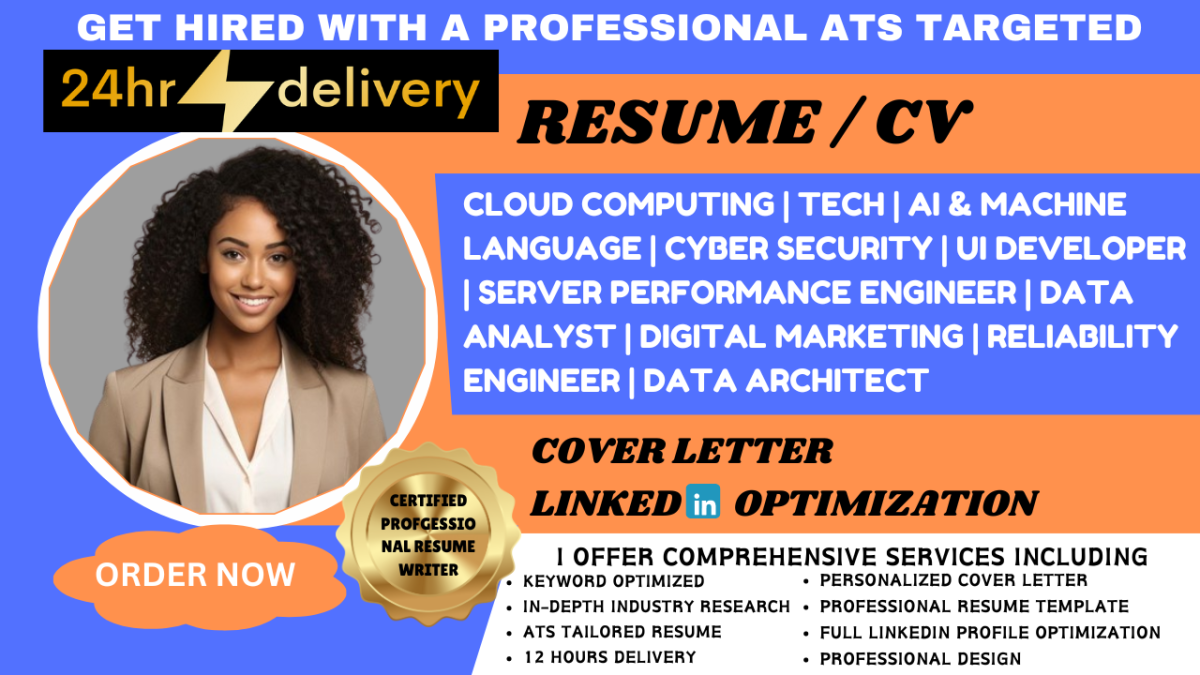 I Will Craft an Exceptional Resume for Cloud Computing, Project Management, AI, and Machine Learning