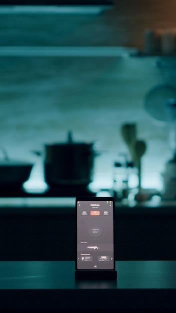 Modern Kitchen Setup Featuring High-Tech Light Control Application – Free Download