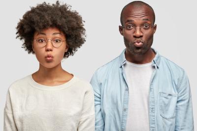 Young Dark Skinned Female and African American Guy Making Grimace – Free Stock Photo for Download