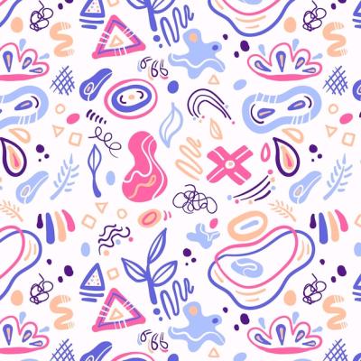 Hand Drawn Abstract Shapes Pattern – Free Download