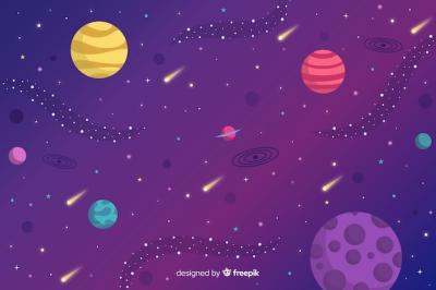 Flat Planets and Asteroids Background – Free Download