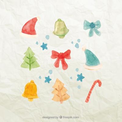 Watercolor Christmas Elements – Free Download for Festive Designs