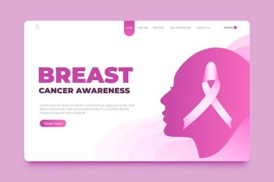 Gradient Breast Cancer Awareness Month Landing Page Template – Free Download