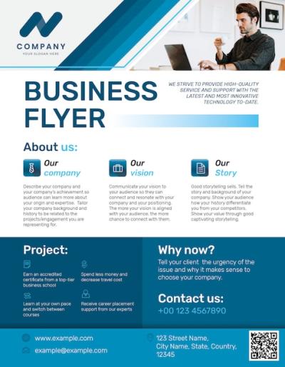 Professional Business Flyer in Blue Modern Design – Free Download