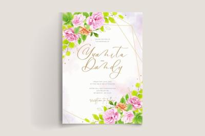 Wedding Floral and Leaves Design Card for Free Download