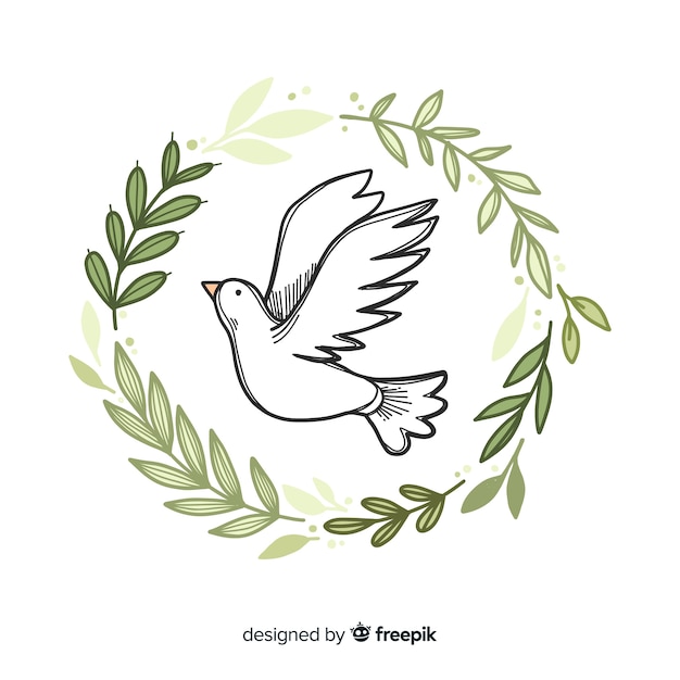 Hand-Drawn Dove Background for World Peace Day – Free Download