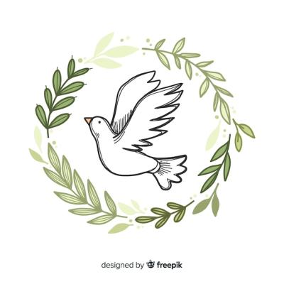 Hand-Drawn Dove Background for World Peace Day – Free Download