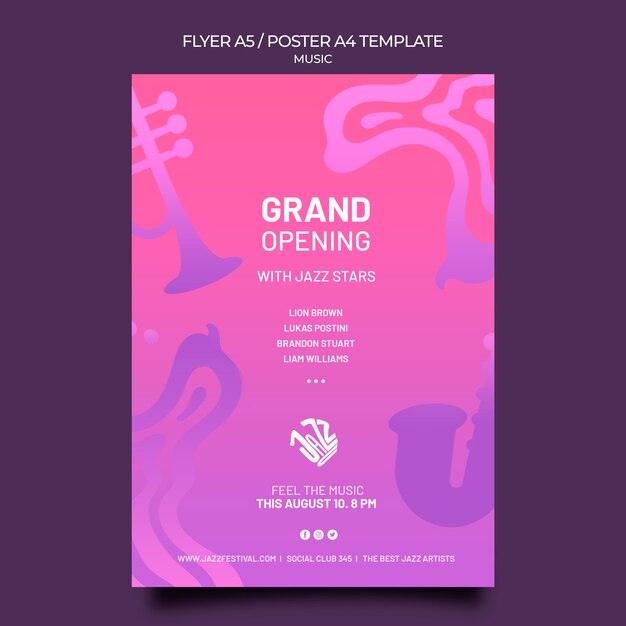 Vertical Poster Template for Jazz Festival and Club – Free Download