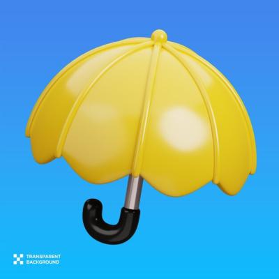 3D Illustration of a Yellow Umbrella – Free Download