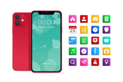 Realistic Smartphone Displaying Various Apps – Free to Download