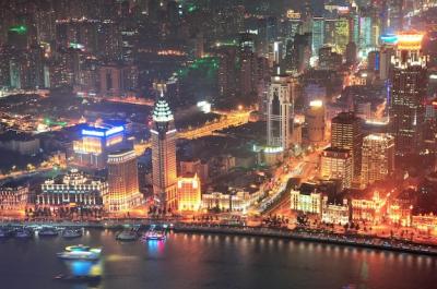 Nighttime Shanghai Urban Architecture Over Huangpu River – Free Download