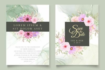 Watercolor Chrysanthemum Wedding Invitation Card – Free Download