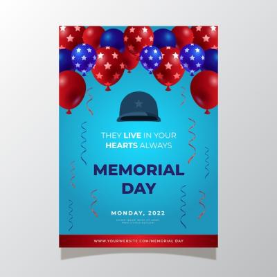 Gradient Memorial Day Vertical Flyer Template – Free Download