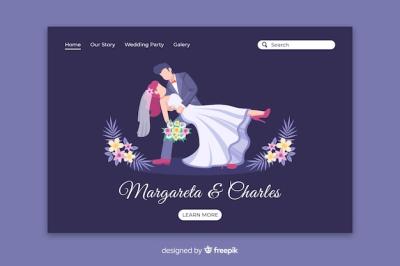 Flat Couple Wedding Landing Page â Free Download