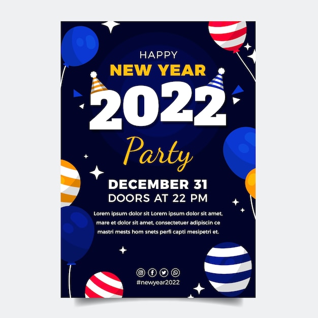 Flat New Year Party Flyer Template – Free Download