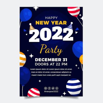 Flat New Year Party Flyer Template – Free Download