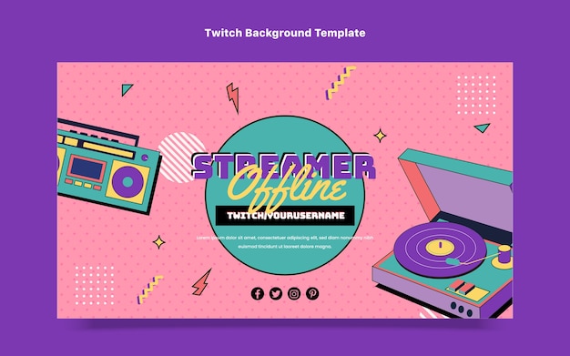 Flat Retro Disco Party Twitch Background – Free Download