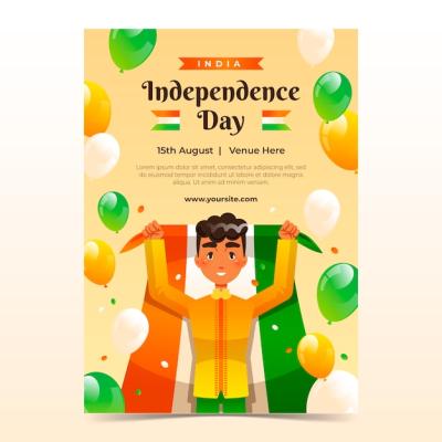 Gradient Vertical Poster Template for India Independence Day Celebration – Free Download