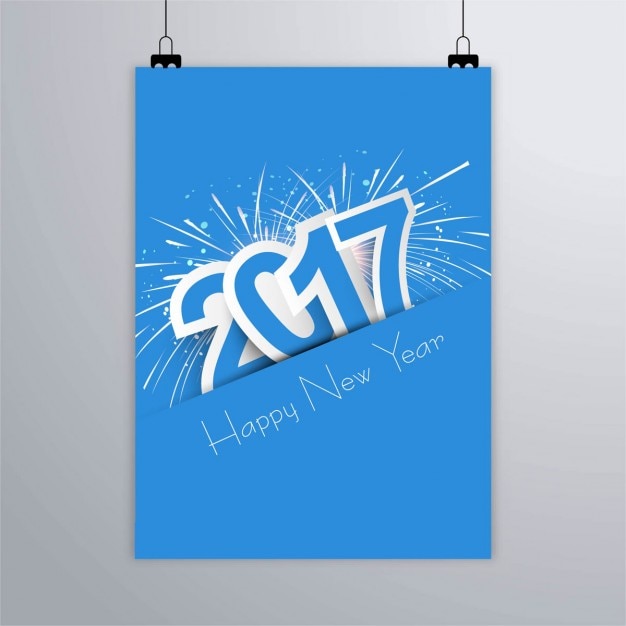 2017 New Year Poster in Blue Color – Free Download for Stunning Vector Templates