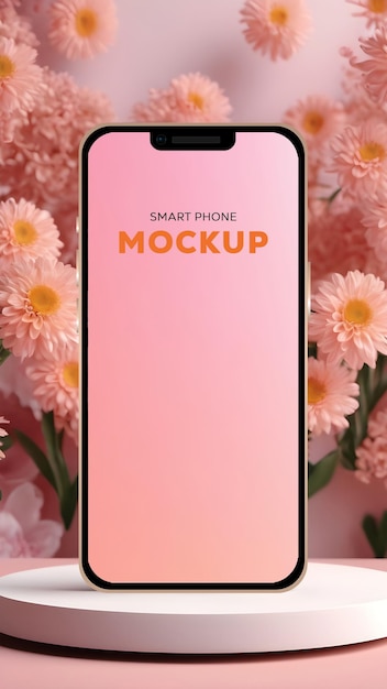 Immersive Podium Stage Mockup Surrounded by Flowers – Free Download