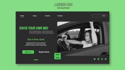 Driving School Landing Page – Free Download of PSD Template